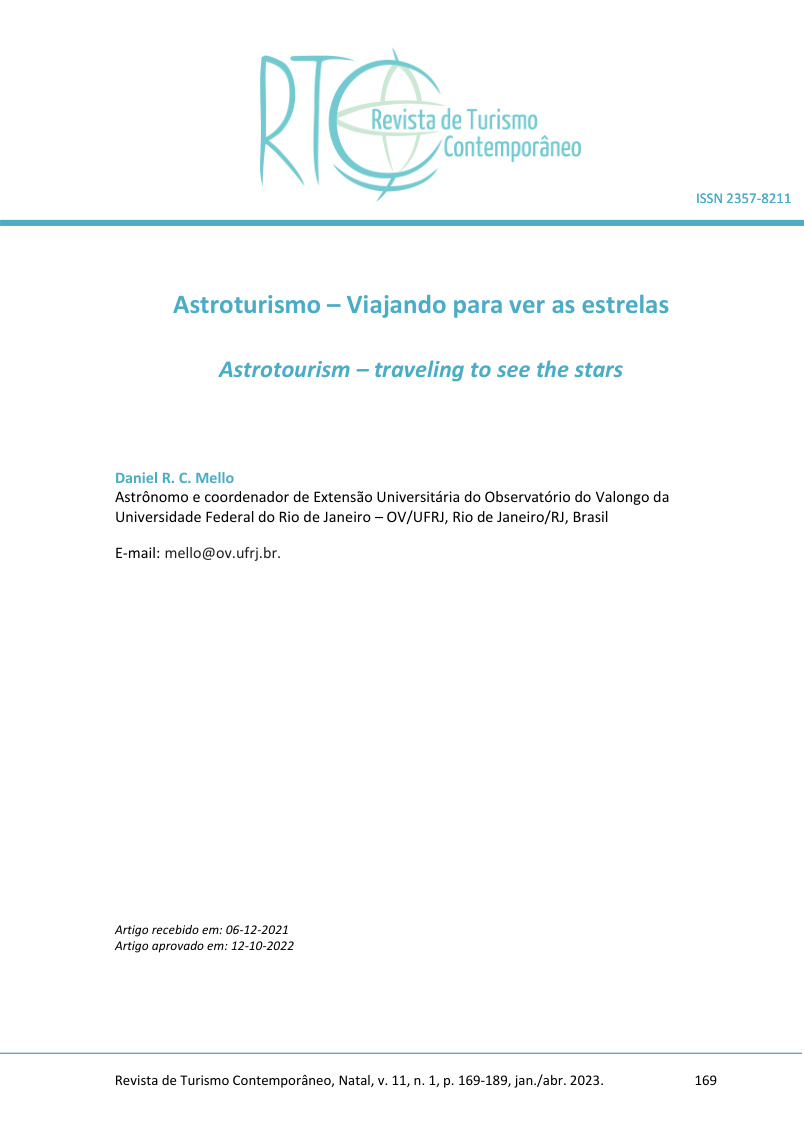 Capa da publicação Astroturismo — viajando para ver as estrelas.