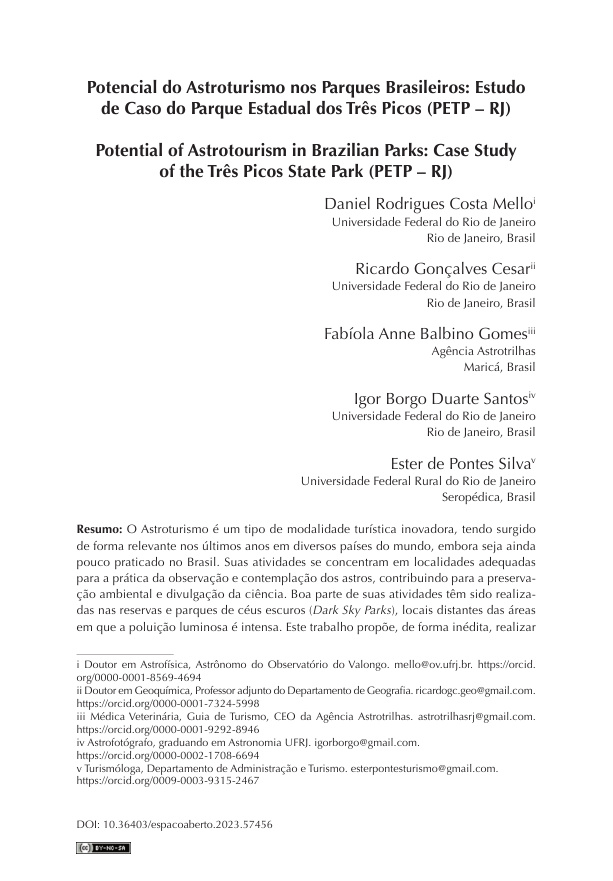 Capa da publicação Potencial do Astroturismo nos Parques Brasileiros.